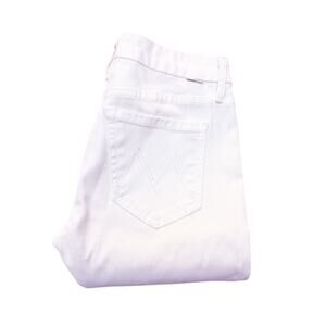 Mother The Looker Crop Glass Slipper White Skinny Denim Jeans Zip Fly Size 25